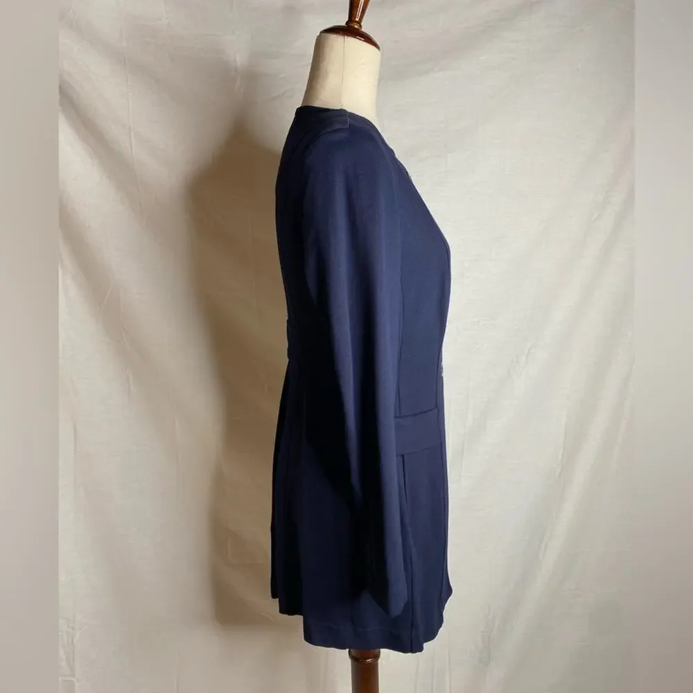 CABi Lido Thick Ponte Knit Longline Button Front Cardigan Navy‎ BlazerJacket sm
